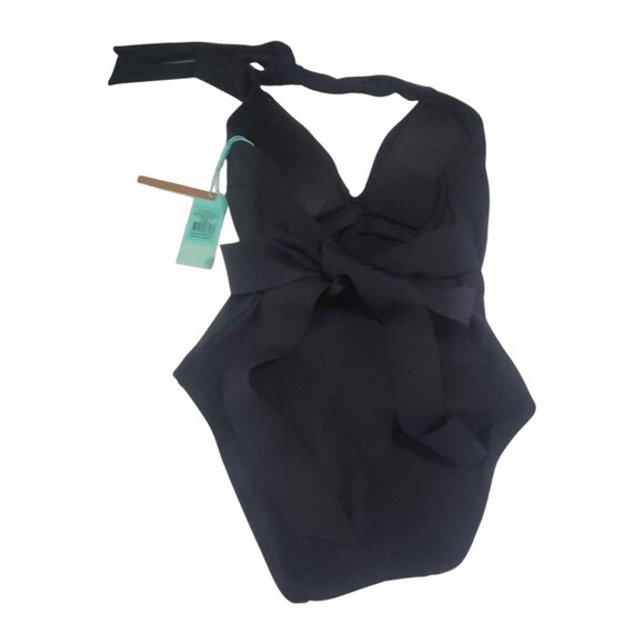 Sea Level Swim Dark Romance Black Plunge Swimsuit W/ Bonded Belt US 6 AUS 10 One - Picture 7 of 12